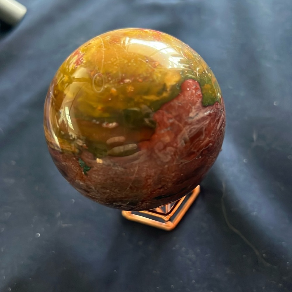 Polished Earth-Tone Decorative Sphere - Brown & Green